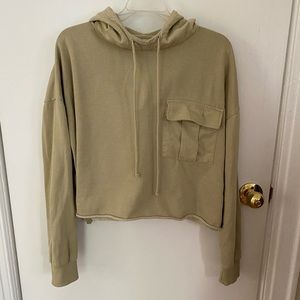 Light army green cropped hoodie